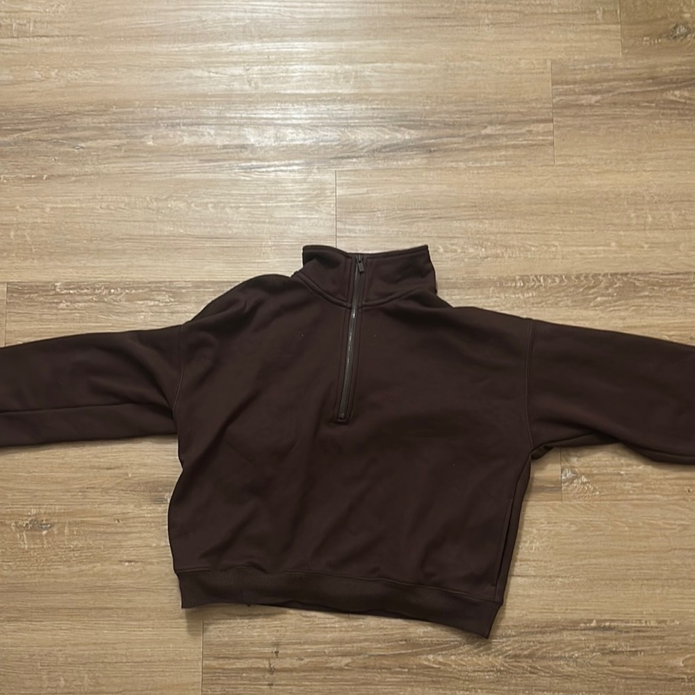 Fabletics Brown Half-Zip Sweater